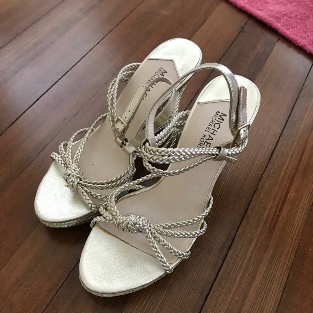 Michael Kors gold rope wedge espradrilles